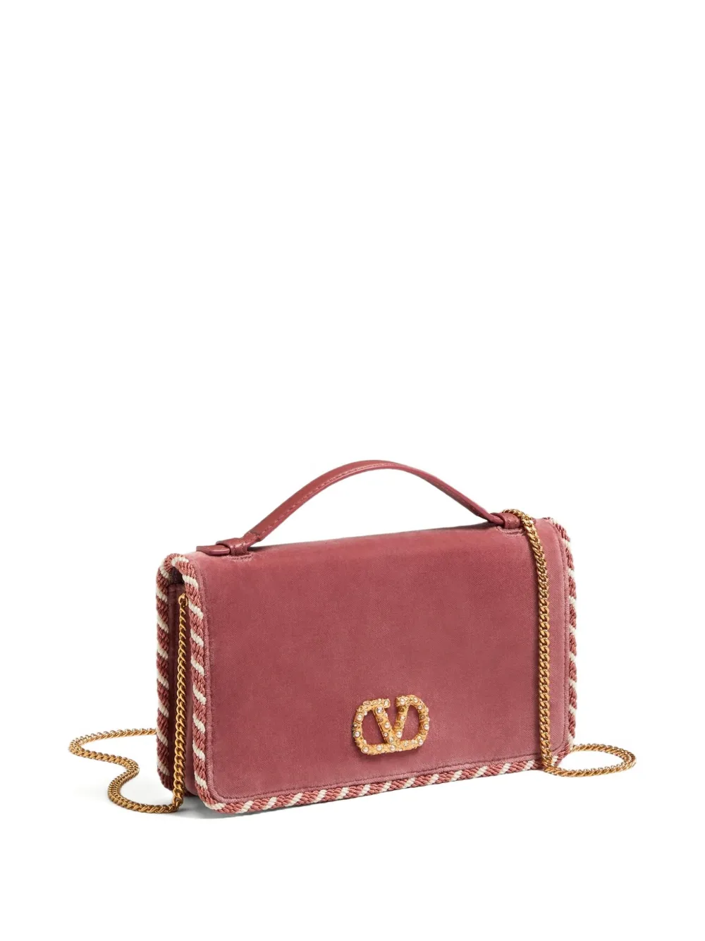 Valentino Garavani Leren handtas met gevlochten rand Roze