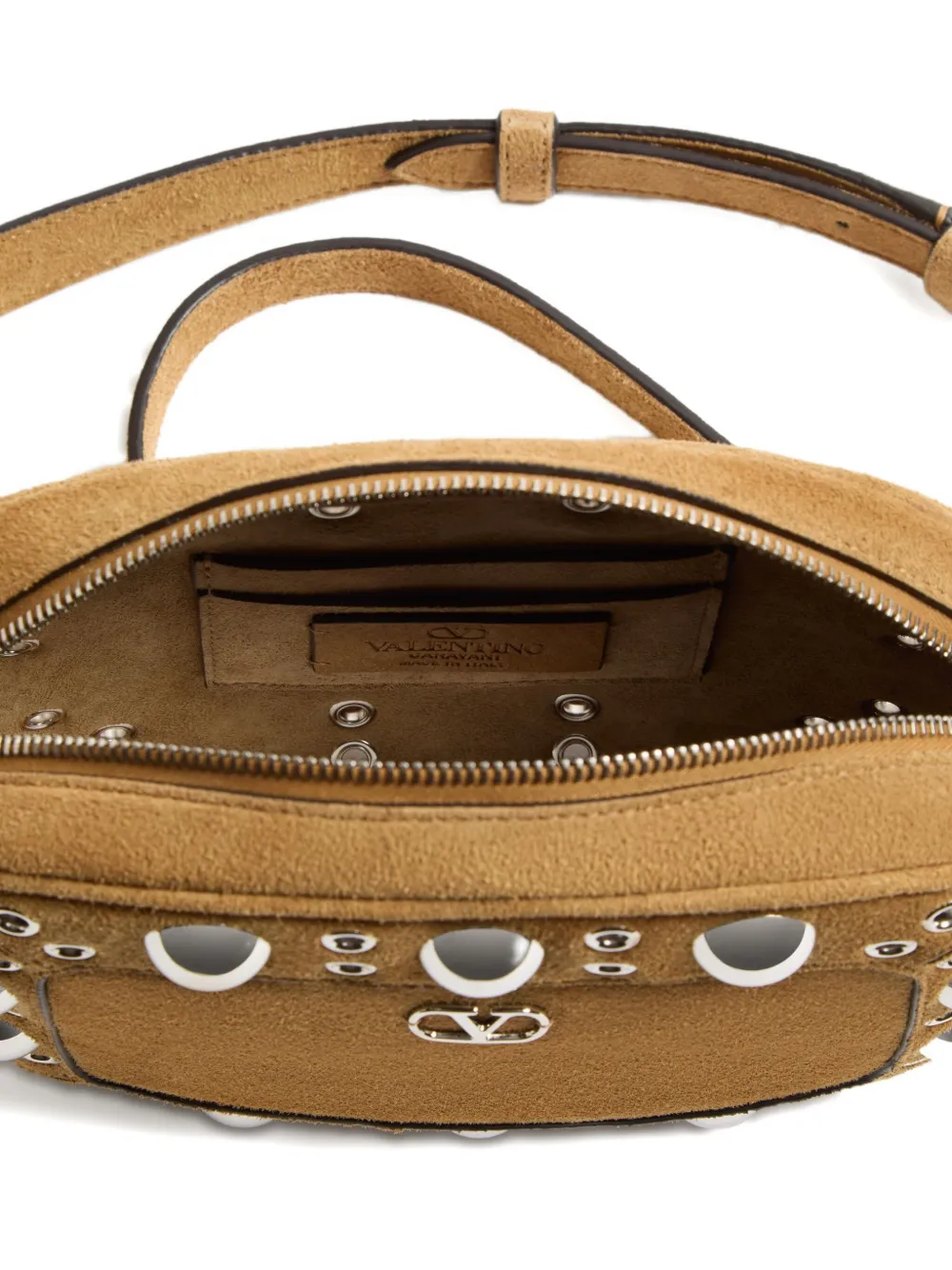 Valentino Garavani Nellcote suède schoudertas Beige