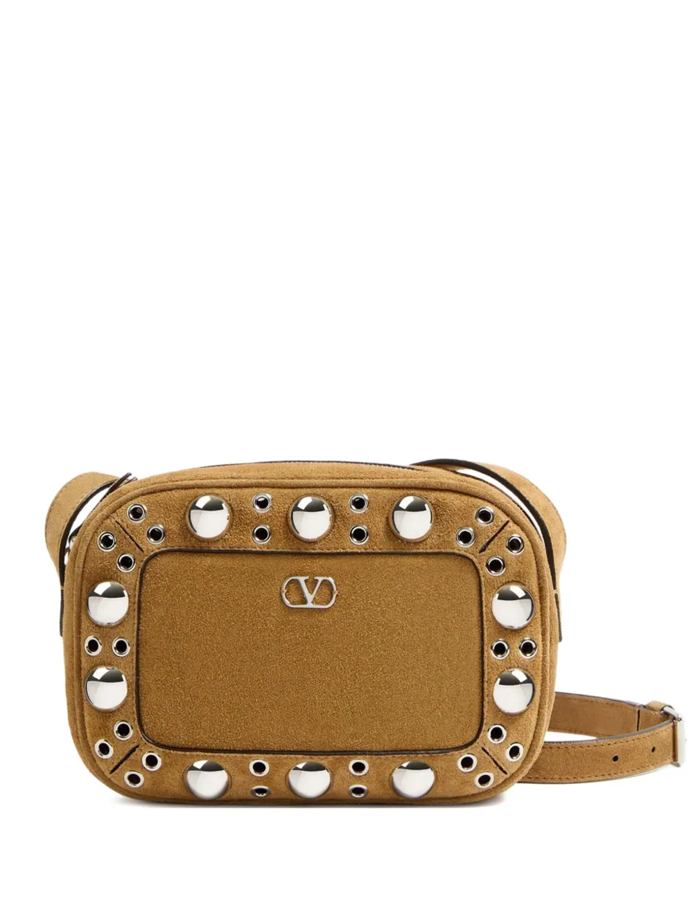 Valentino Garavani Nellcote スエード ショルダーバッグ - ニュートラル Valentino Garavani Nellcote スエード ショルダーバッグ - ニュートラル