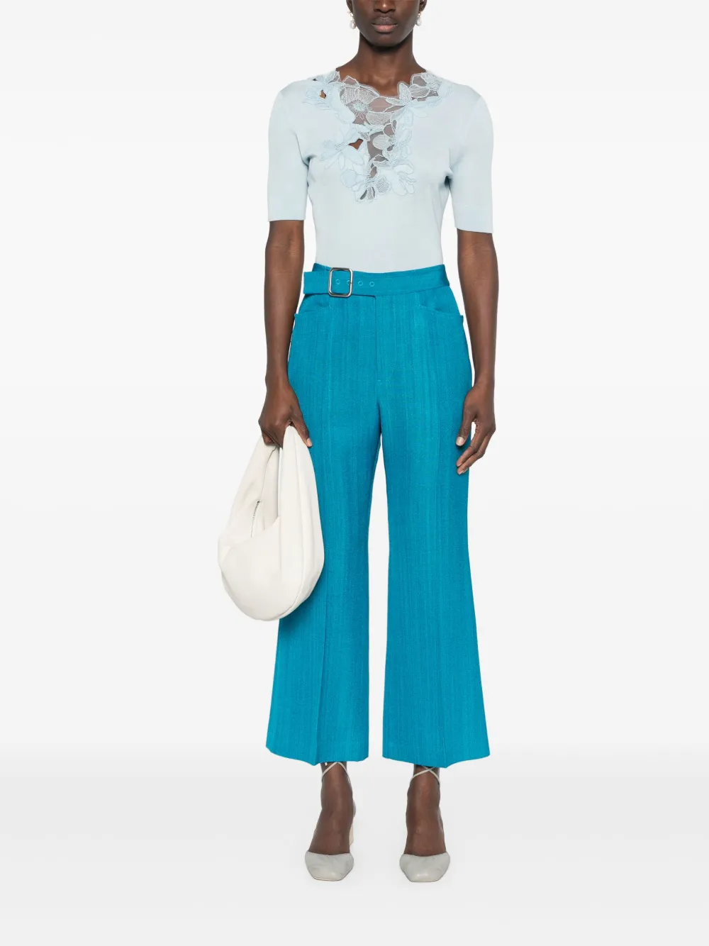 Ermanno Scervino T-shirt met geborduurde bloemen Blauw