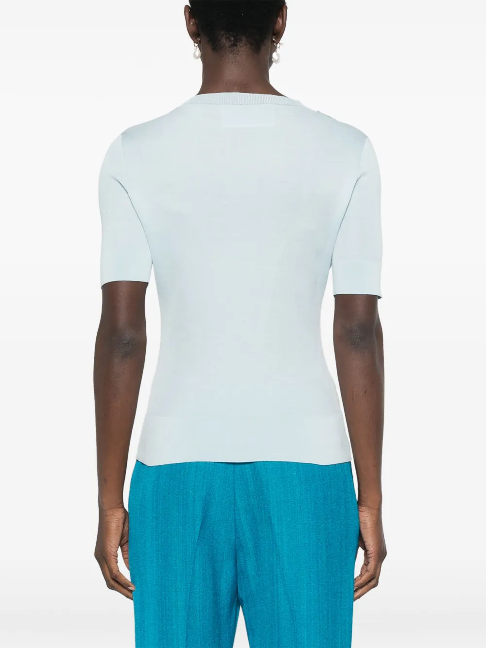 Ermanno Scervino T-shirt met geborduurde bloemen Blauw
