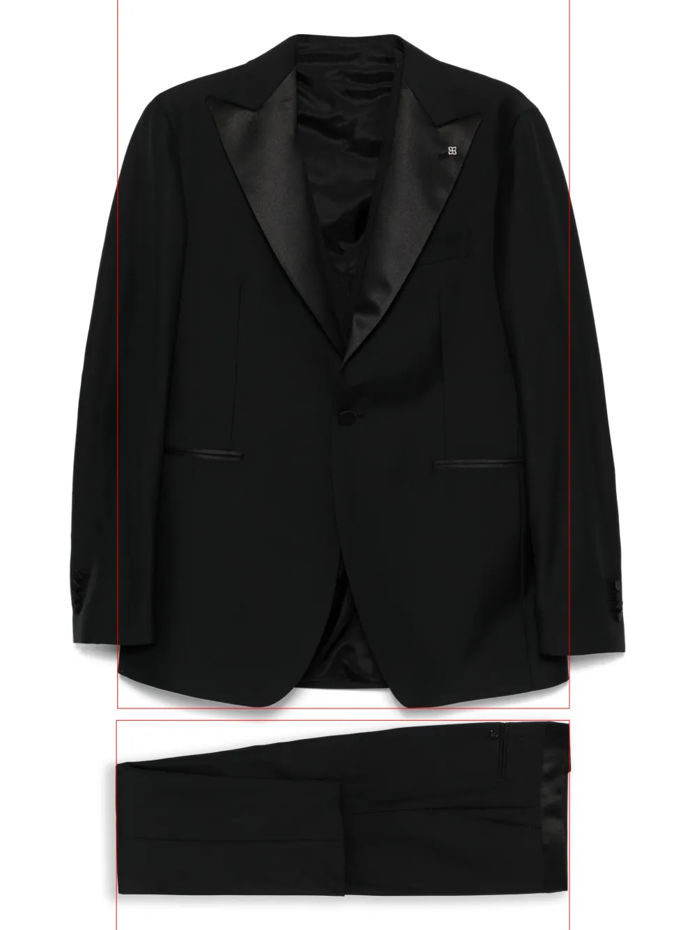 Tagliatore Tailored Black Suit With Satin Lapel In Black