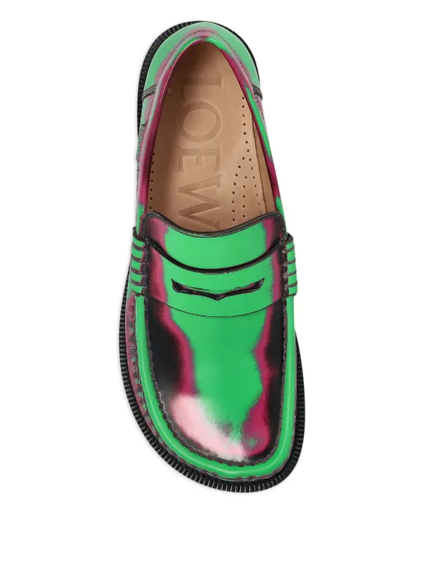 LOEWE Campo ブラッシュドローファー | グリーン | FARFETCH JP