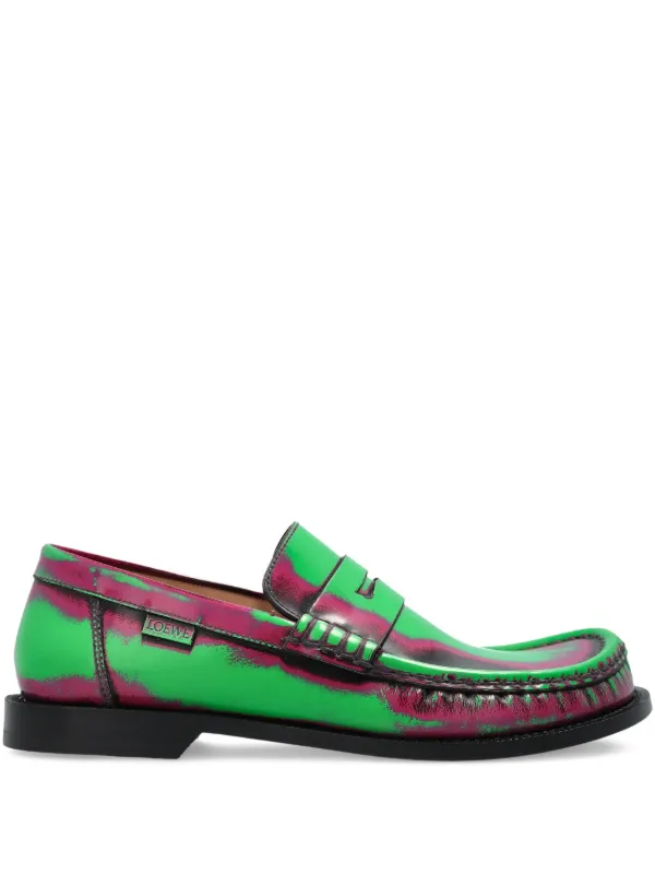 Loewe Campo Brushed Loafers in Green