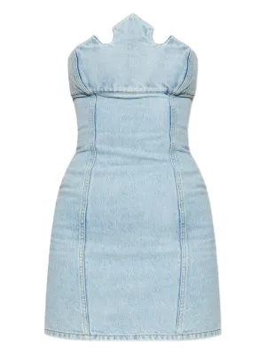 ワンピース COPERNI Women Mid Skirts COPR92202WASBLU BLUE Coperni One-Leg Denim Skirt in Blue | Lyst