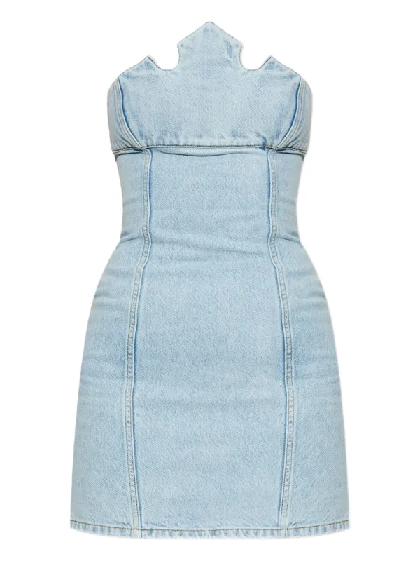 coperni denim dress Floral-appliqu cutout denim minidress in blue - Coperni