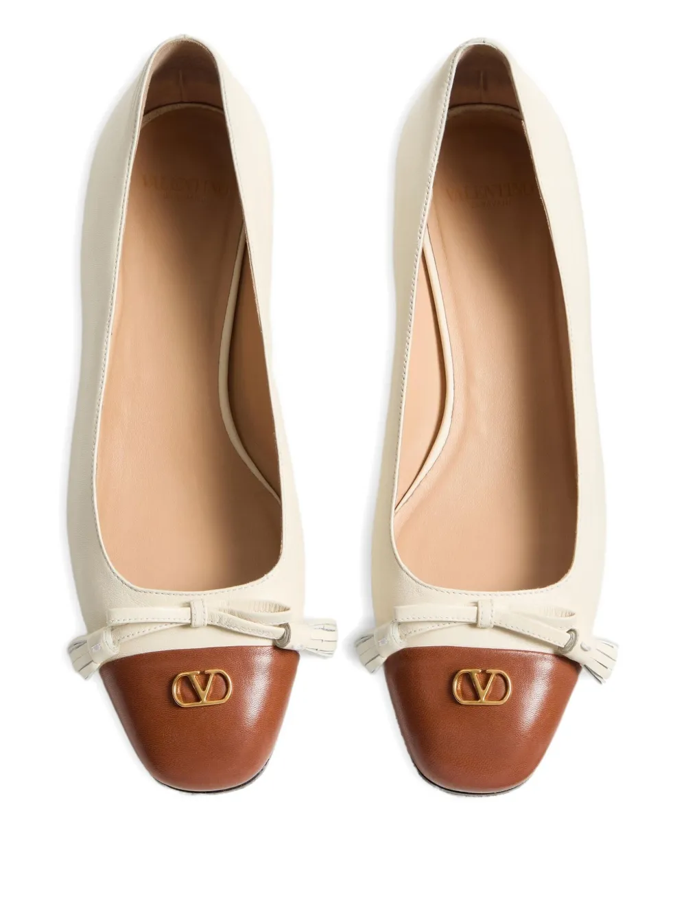 Valentino Garavani tassel-embellished leather ballet flats Neutrals