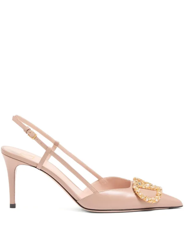 Valentino Garavani 80mm VLogo Signature Slingback Pumps Pink FARFETCH IN