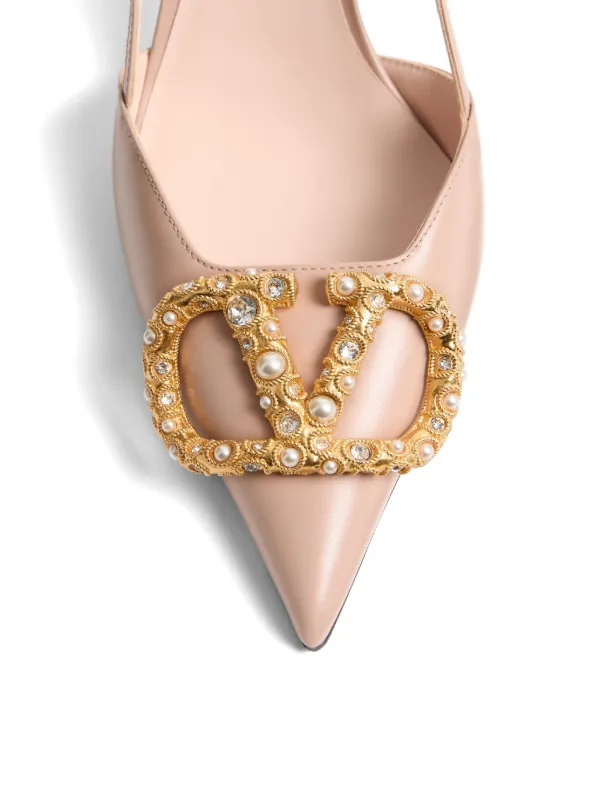 VALENTINO Vロゴ スリングバック パンプス ベージュ Valentino