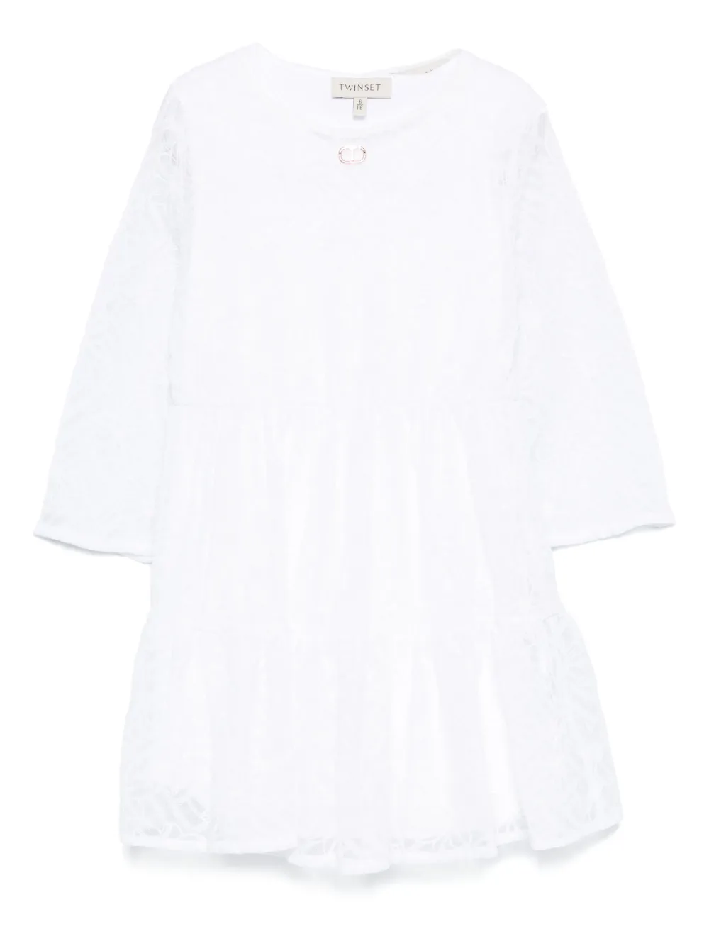 TWINSET Kids Jurk met geborduurde bloe Wit