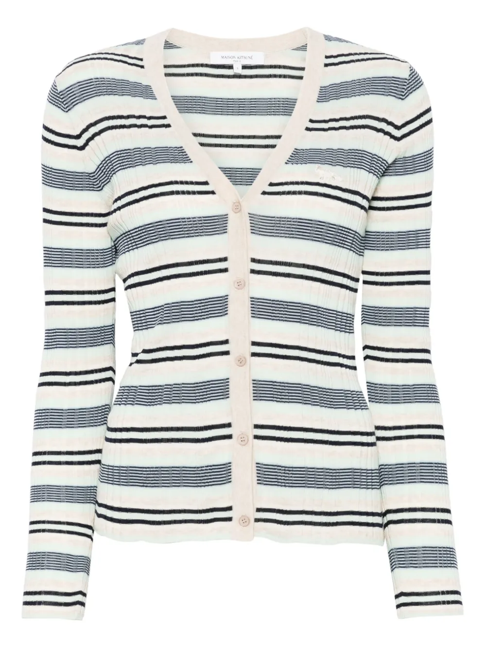 Maison Kitsuné fine-ribbed striped cardigan