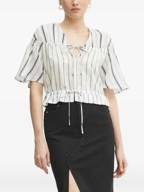 PINKO tie-neck striped top
