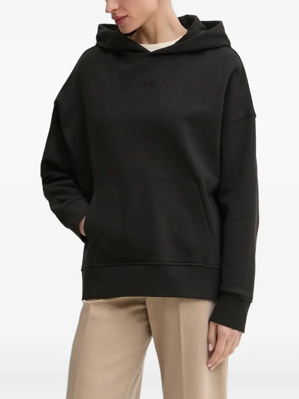 PINKO embroidered-logo hoodie Zwart