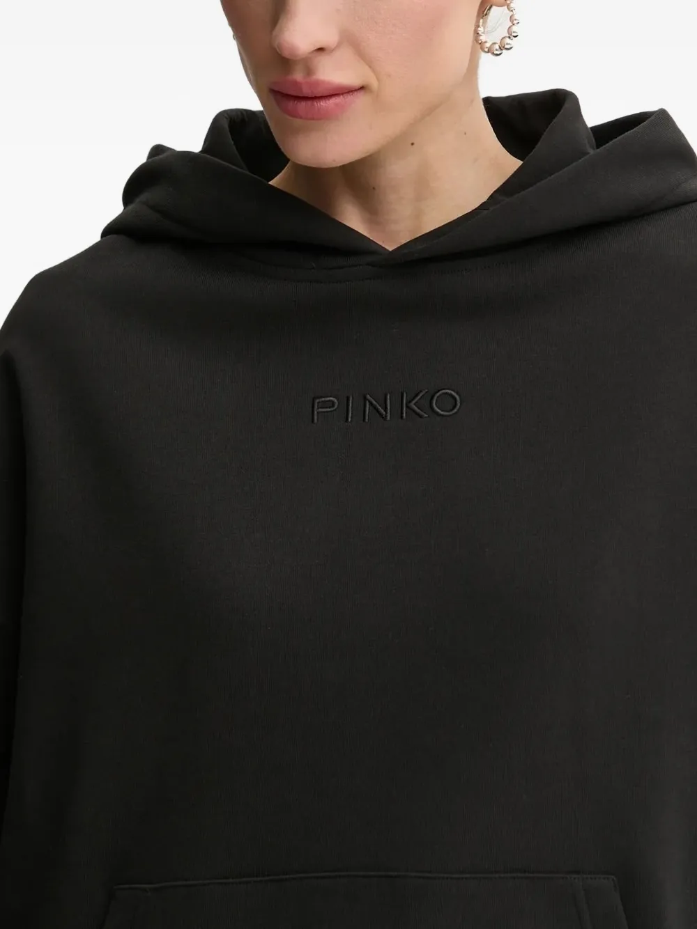 PINKO embroidered-logo hoodie Zwart