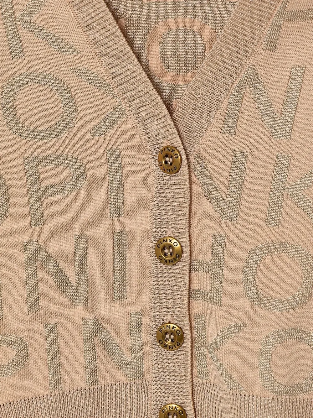 Pinko Logo-print Button Cardigan In Brown