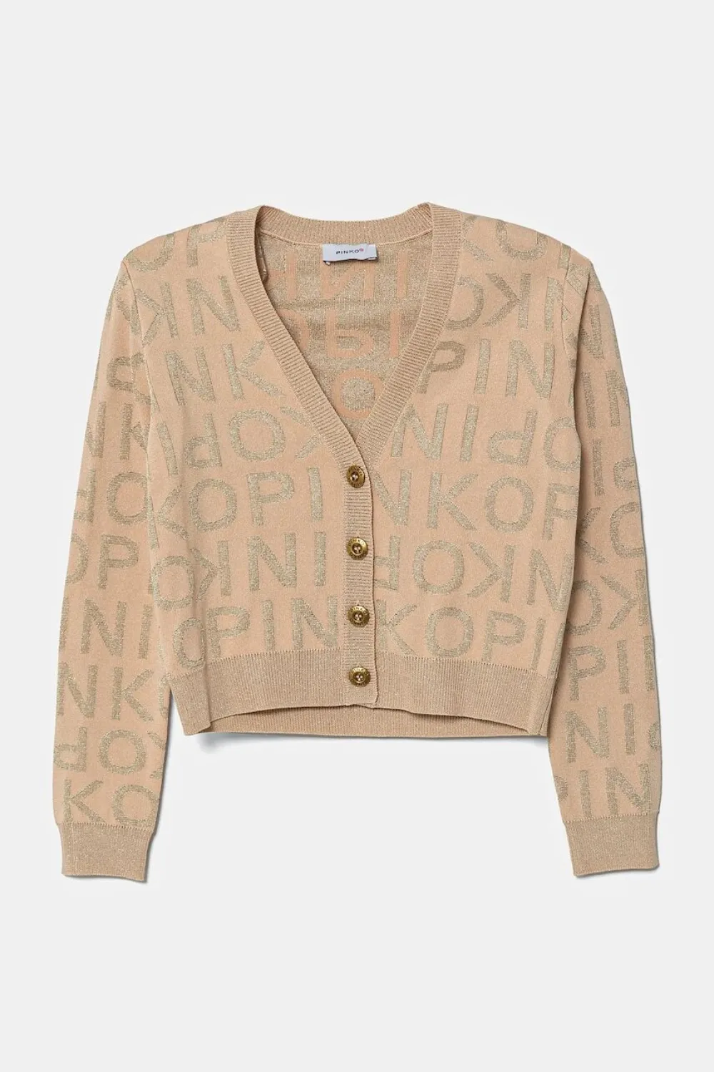 Pinko Kids logo-print button cardigan - Toni neutri