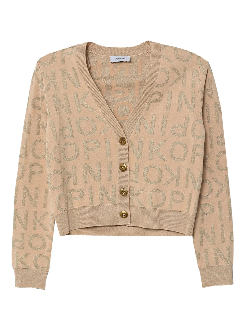 Pinko Kids logo-print button cardigan | Neutrals | Image 1