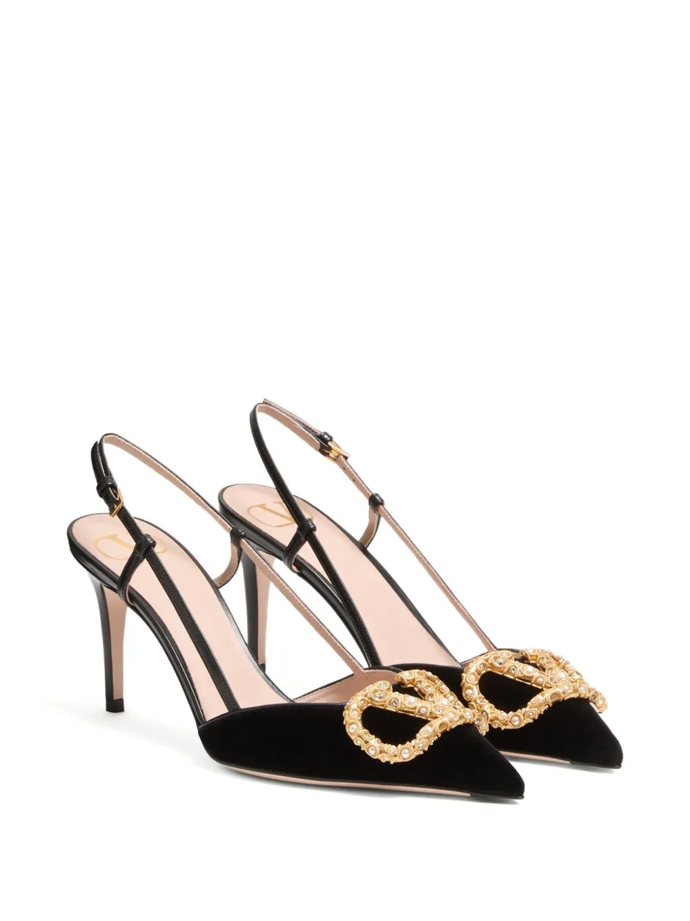 Valentino 80mm Vlogo Signature Slingback Pumps In Black