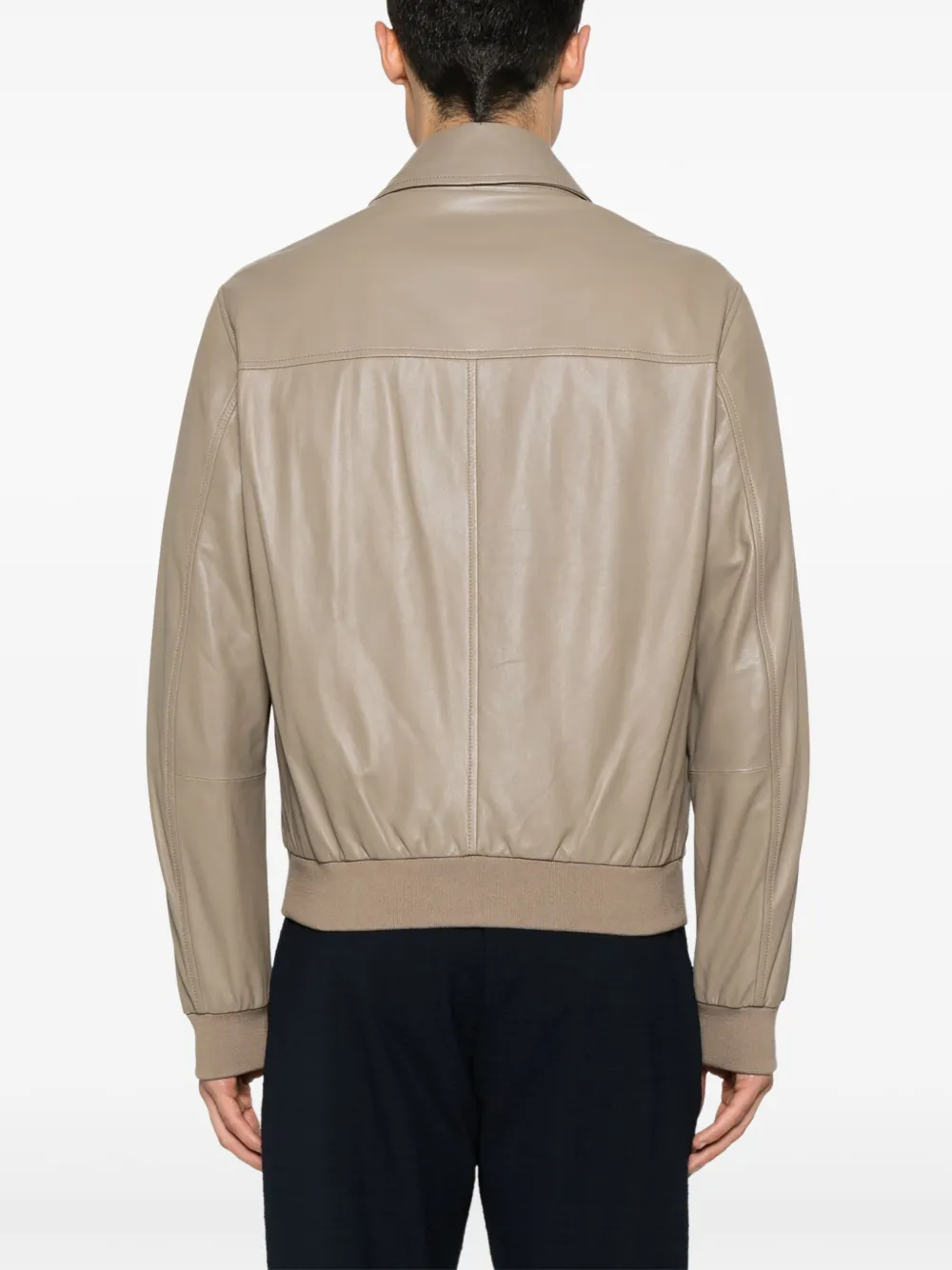 Emporio Armani Leren jack Bruin