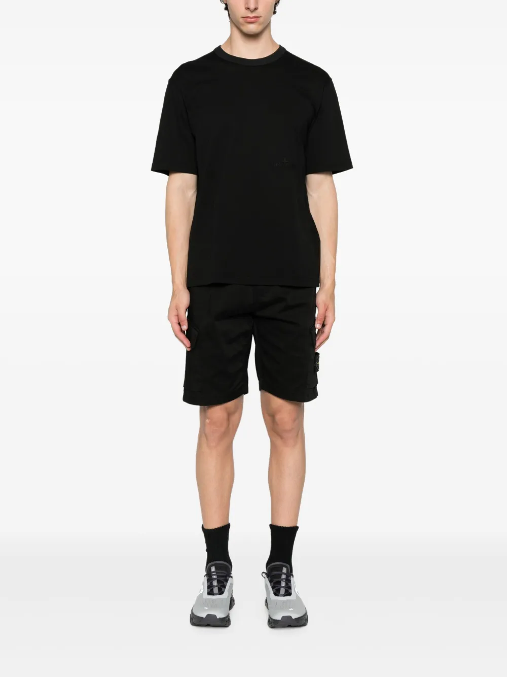 Stone Island T-shirt met ronde hals Zwart