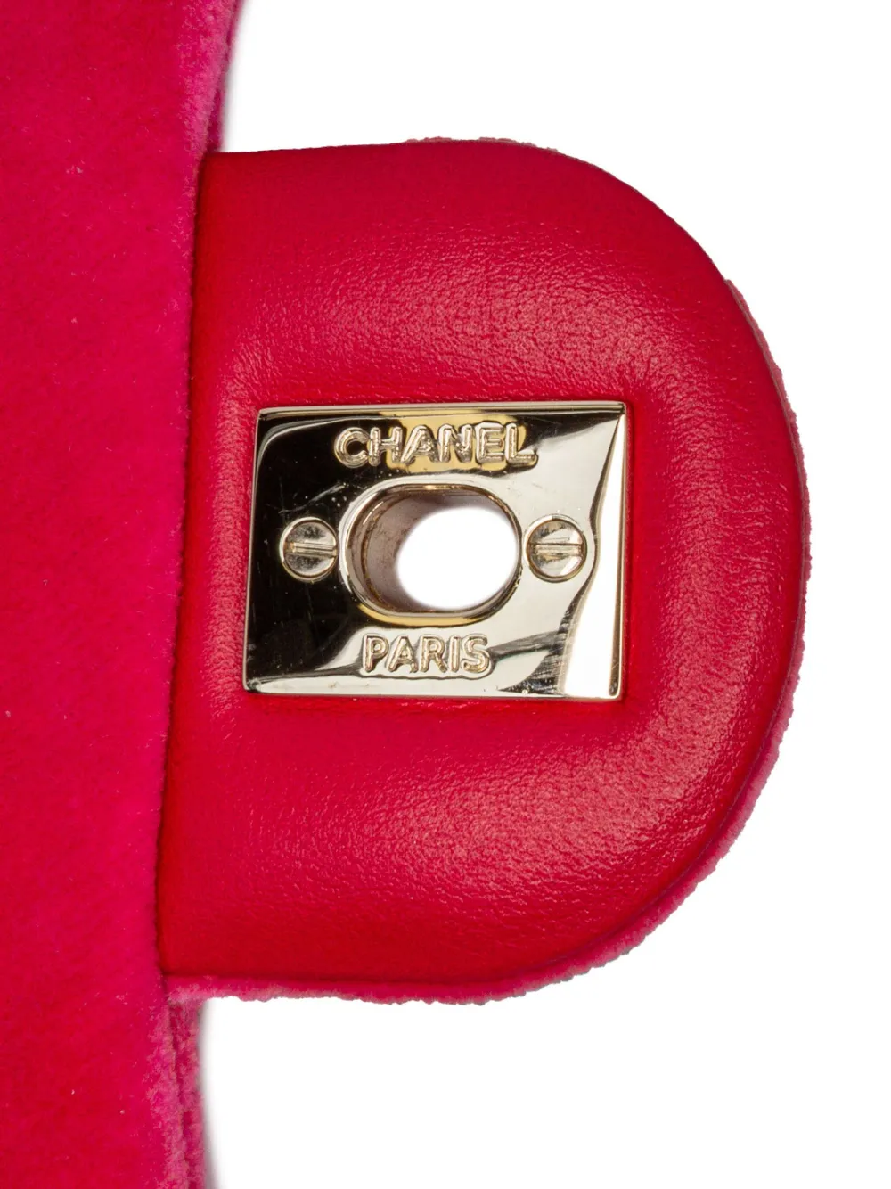 Pre-owned Chanel 2020 Mini Square Classic Velvet Pearl Crush Single Flap Crossbody Bag In Pink