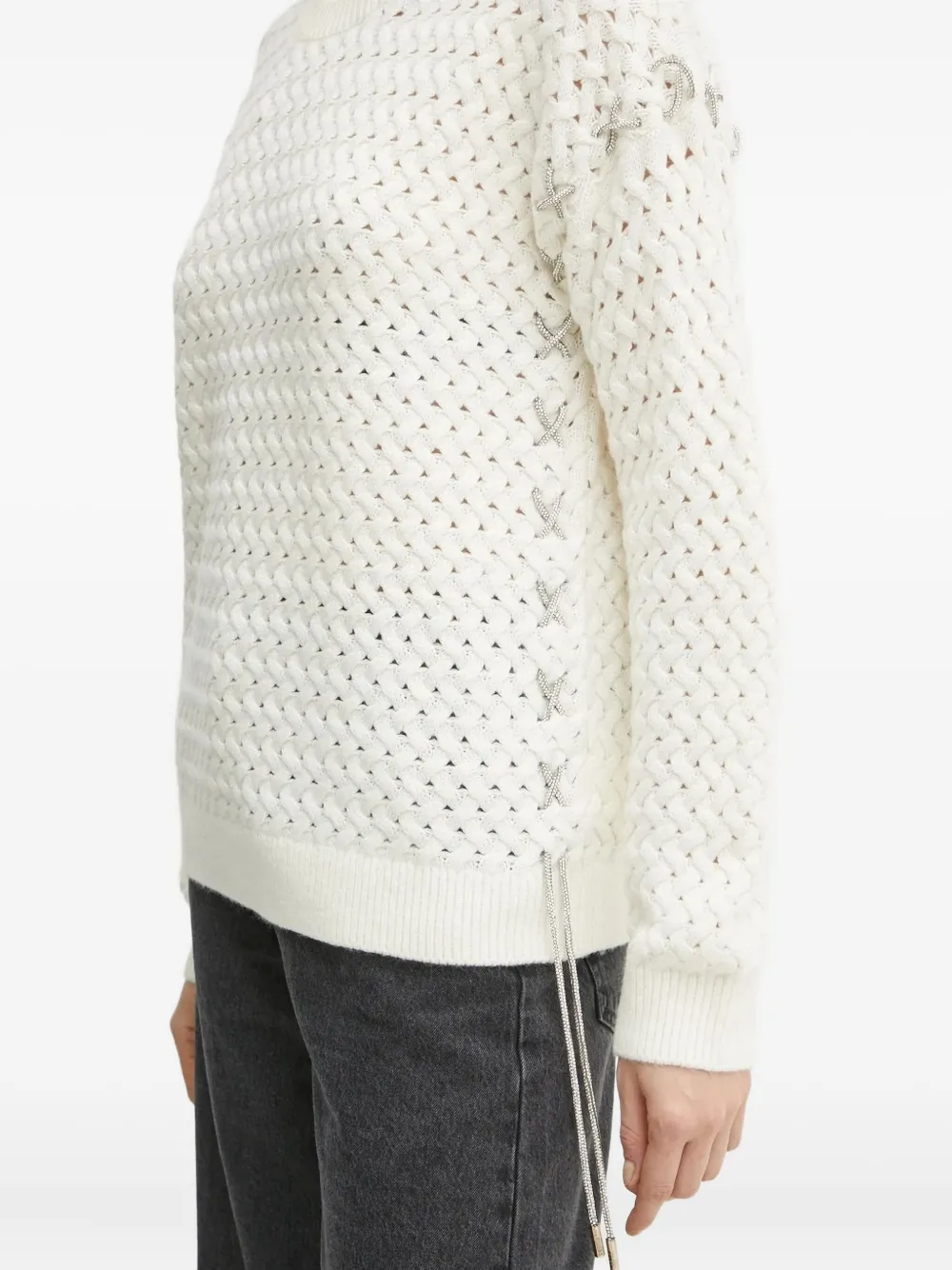 Guess Usa Cable-knit Sweater In White