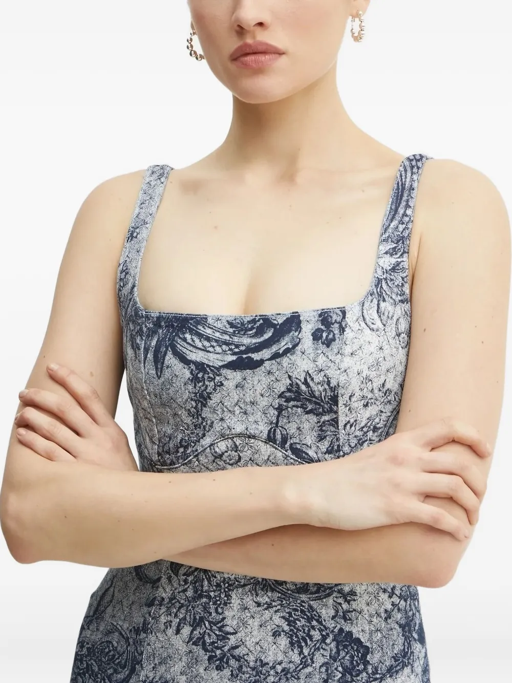 GUESS USA Mini-jurk met vierkante hals en print Grijs