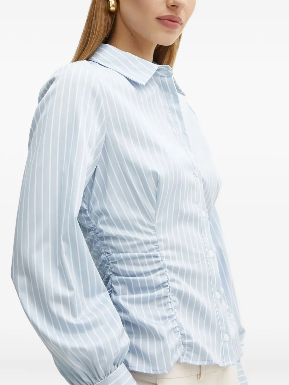 GUESS USA Gestreepte blouse met gesmockte taille Blauw