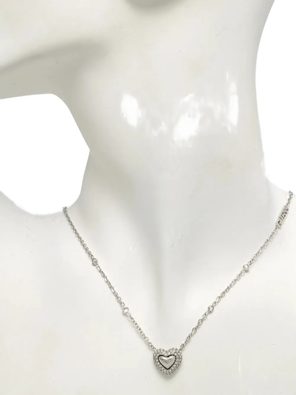 GUESS USA crystal-embellished heart necklace - Argento