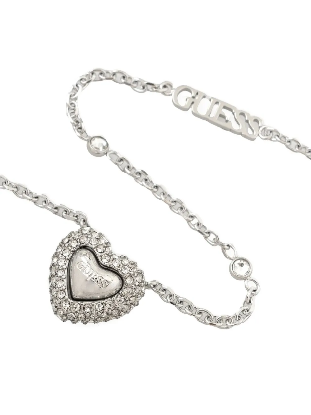 GUESS USA crystal-embellished heart necklace - Zilver