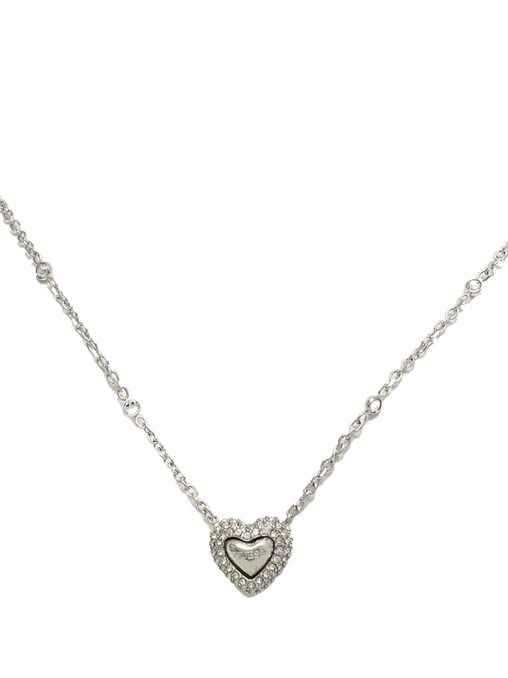 GUESS USA クリスタル ハート ネックレス | シルバートーン