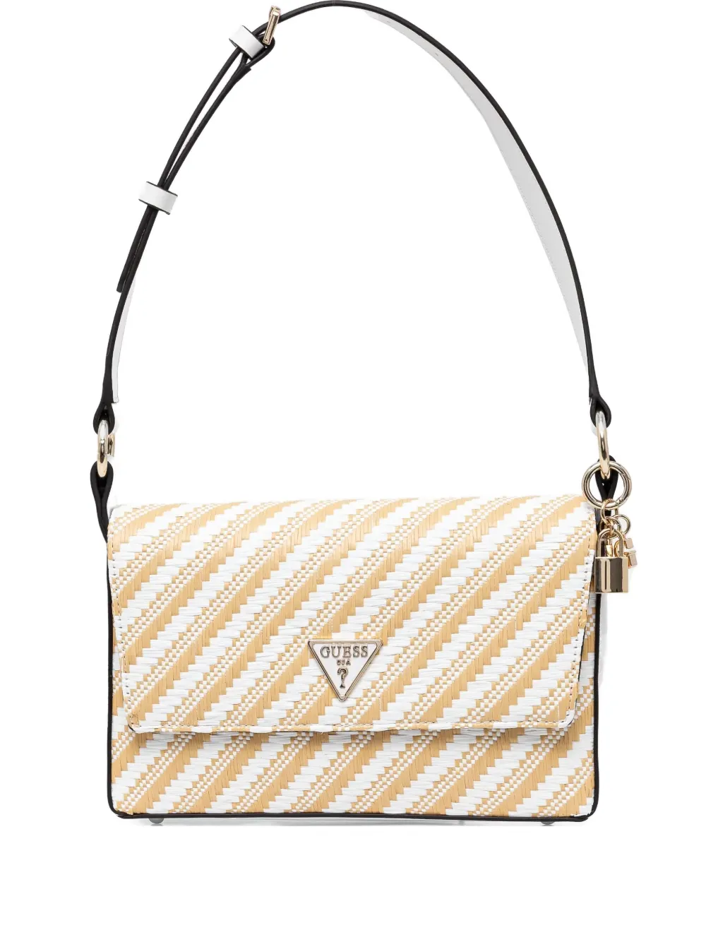 Shop Guess Usa Mini Simona Shoulder Bag In White