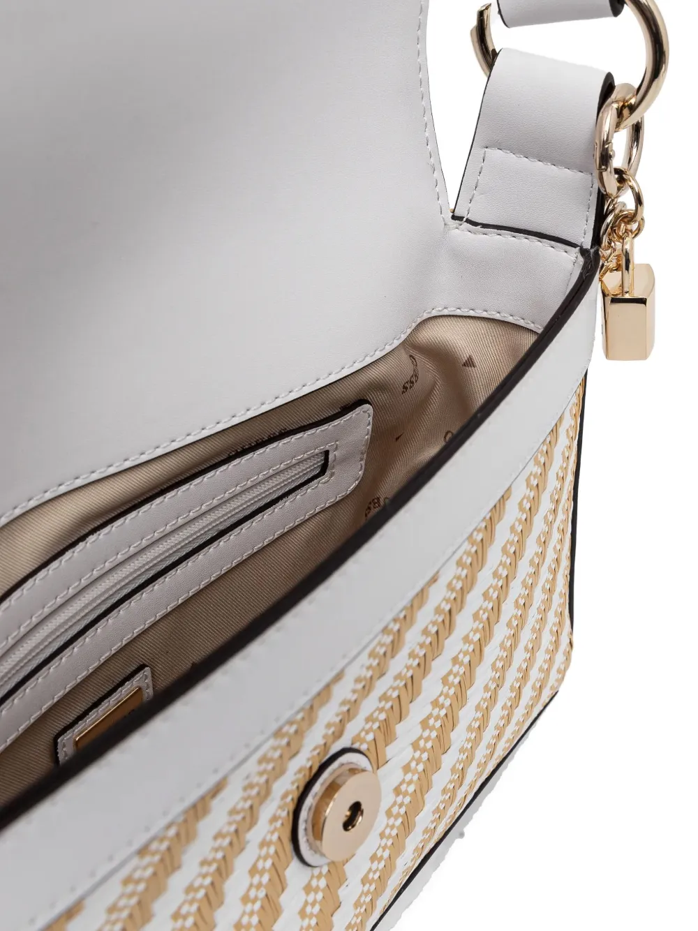 Shop Guess Usa Mini Simona Shoulder Bag In White