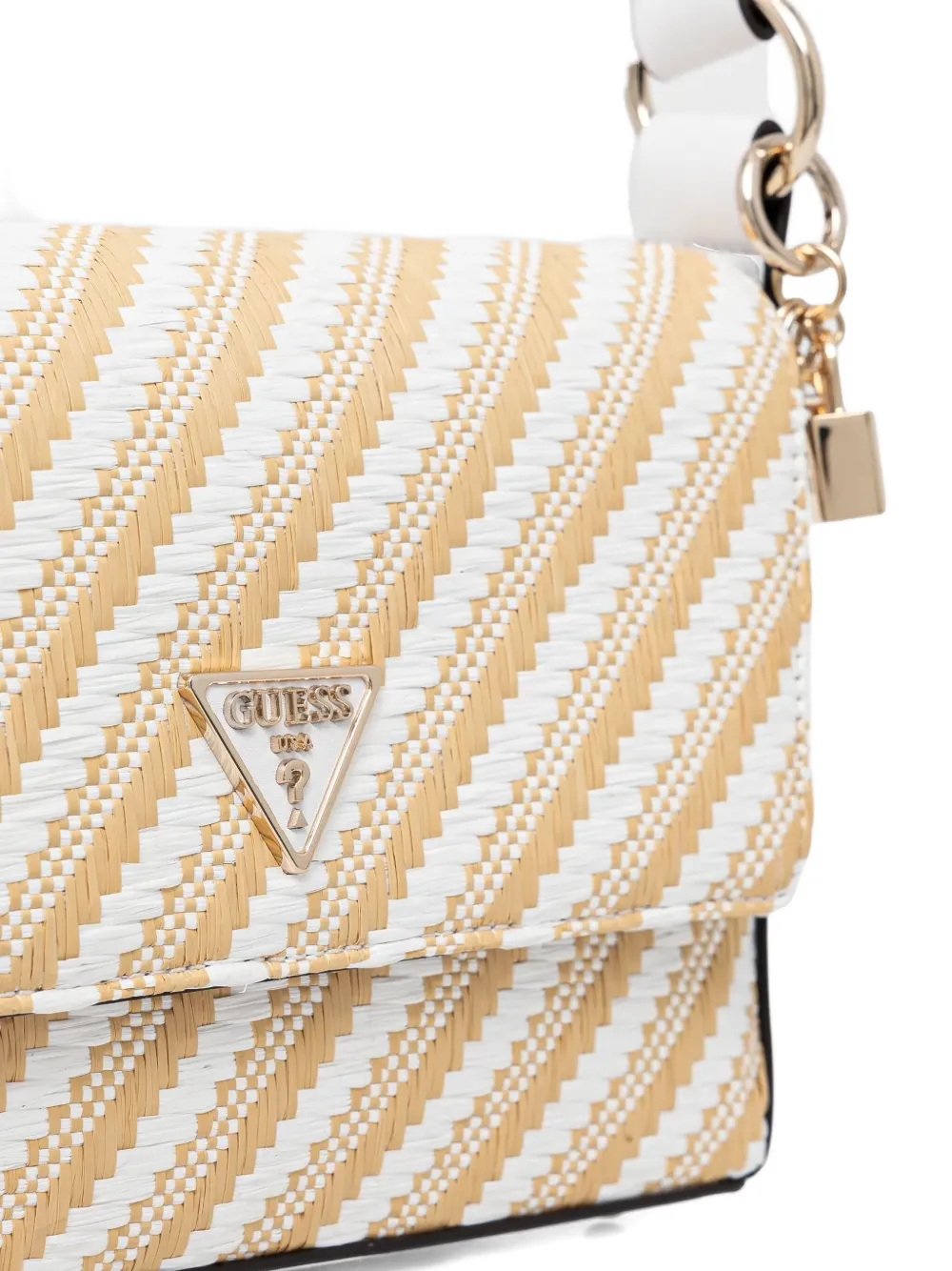 Shop Guess Usa Mini Simona Shoulder Bag In White