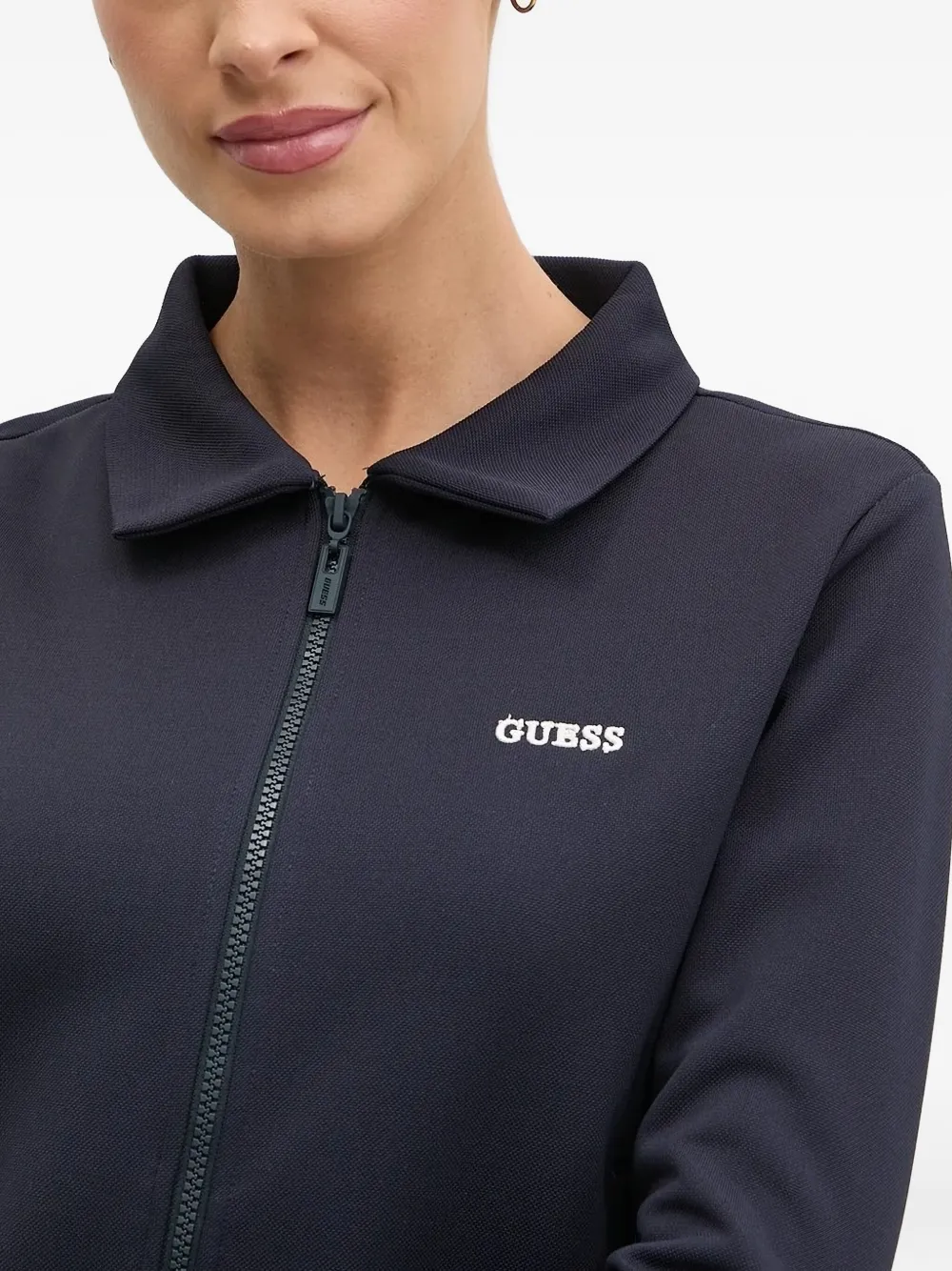 Guess Usa Zip-front Embroidered Jacket In Blue