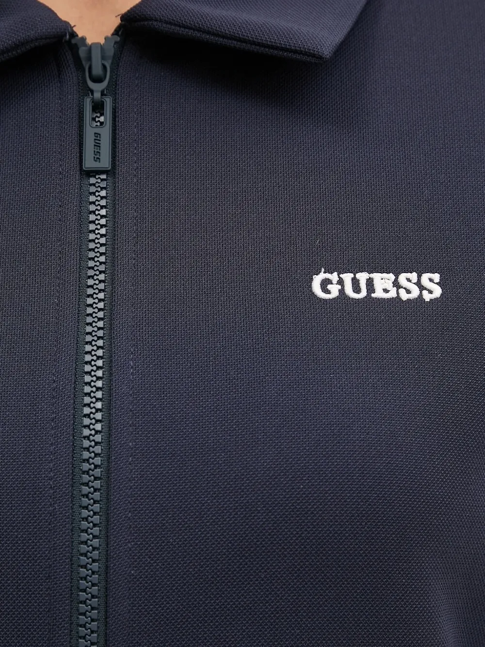 Guess Usa Zip-front Embroidered Jacket In Blue