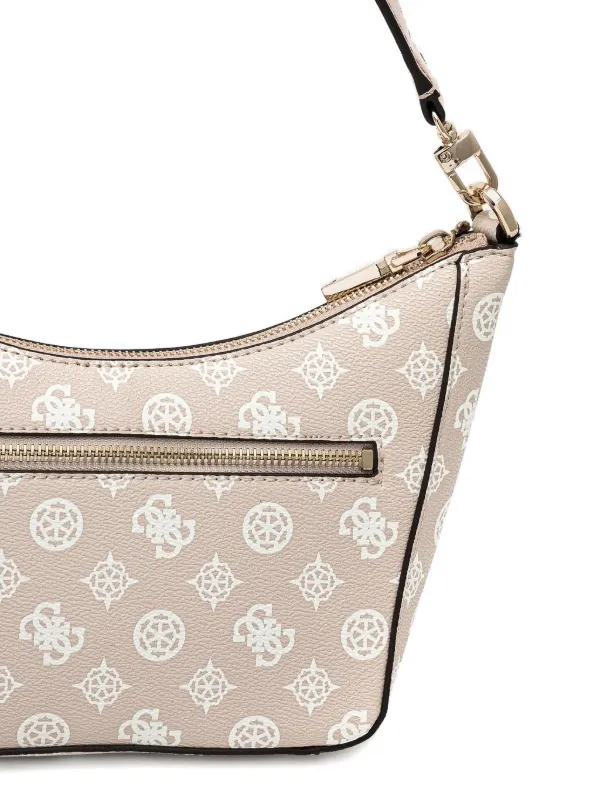 Guess EVELUNE TOP ZIP SHOULDER BAG - Kézitáska - Cream Logo/törtfehér