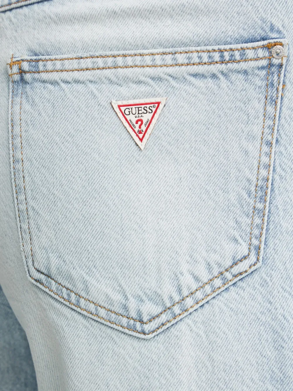 Guess Usa Logo-appliqué Wide-leg Jeans In Blue