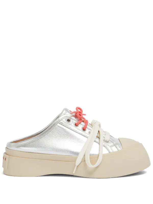 Marni Leather Pablo Lace-up Sabots in Grey