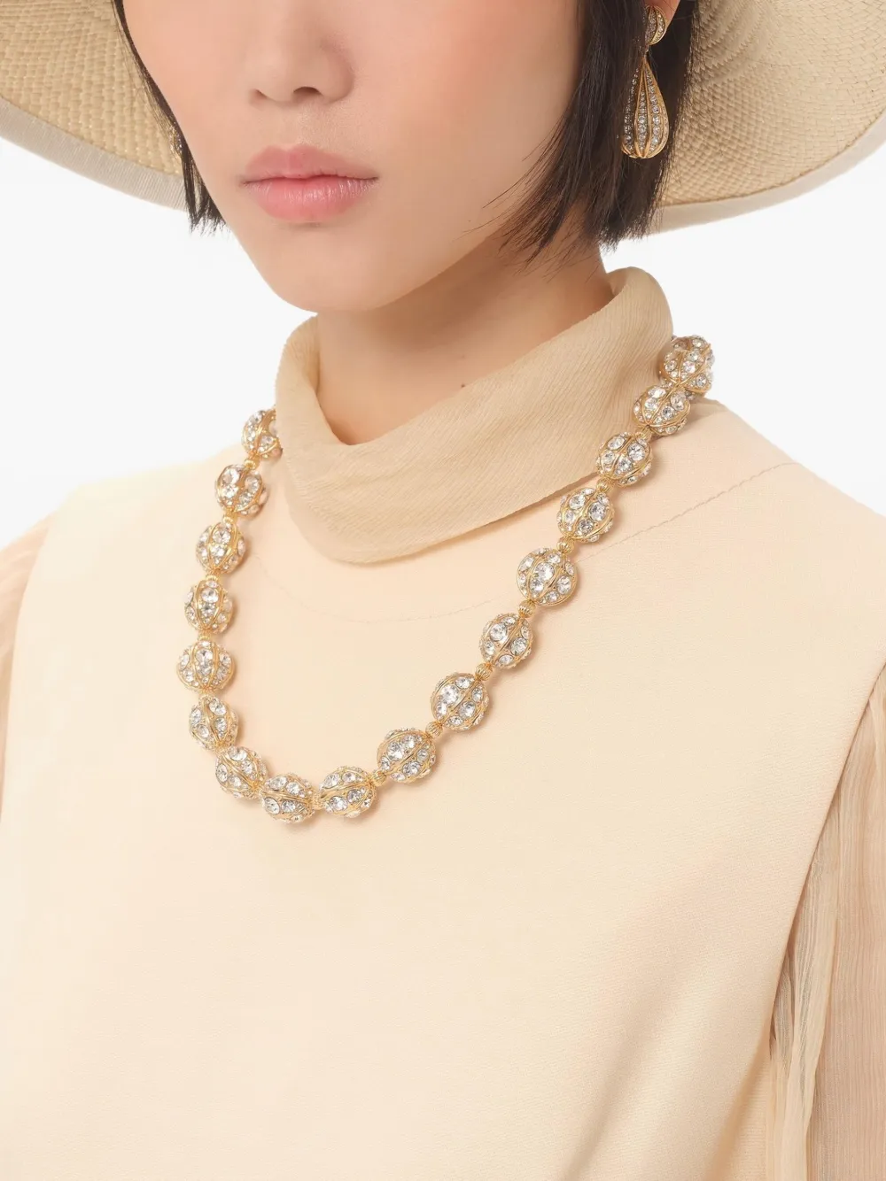 Valentino Crystal-embellished Sphere Necklace In Gold