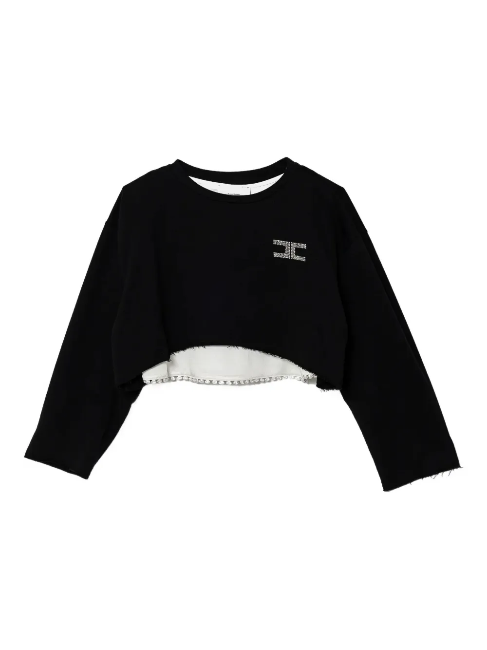 Elisabetta Franchi La Mia Bambina Crystal-embellished Cropped Top In Black