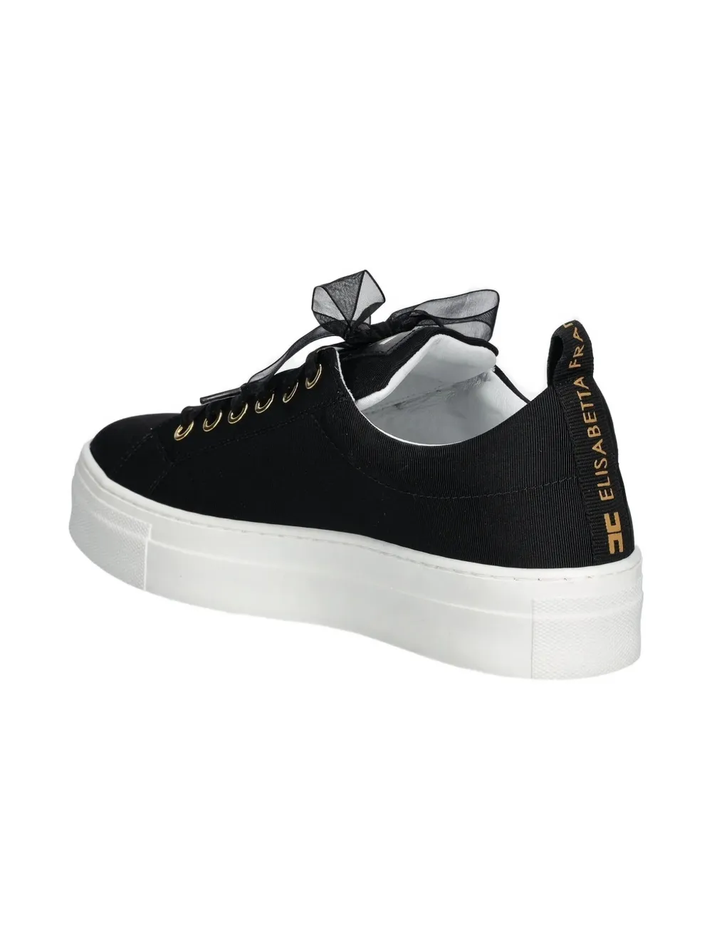 Elisabetta Franchi La Mia Bambina Crystal-embellished Ribbon Sneakers In Black
