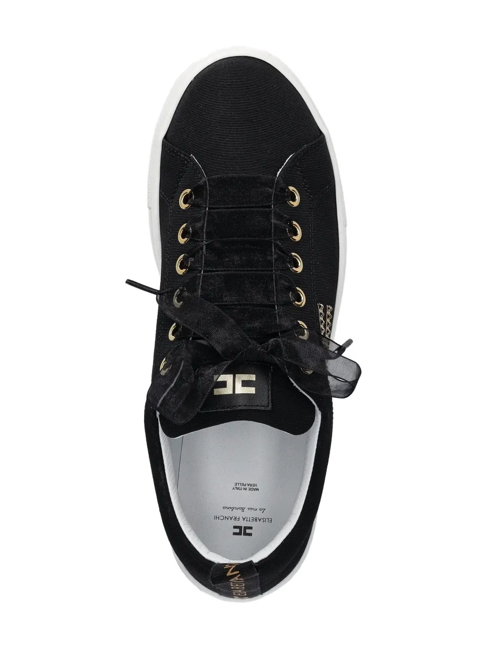 Elisabetta Franchi La Mia Bambina crystal-embellished ribbon sneakers Black