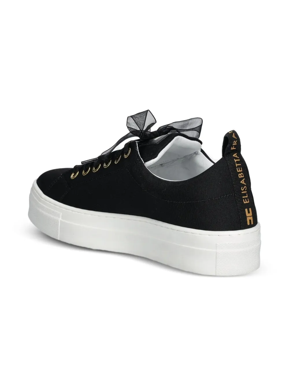 Elisabetta Franchi La Mia Bambina crystal-embellished ribbon sneakers Black