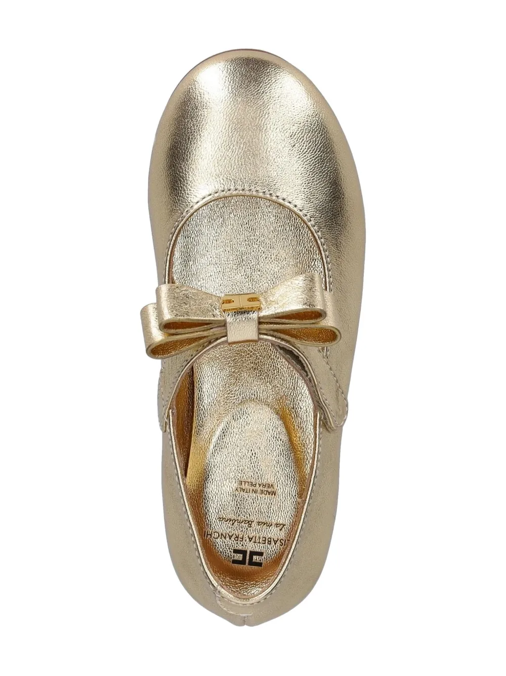 Elisabetta Franchi La Mia Bambina metallic-effect bow-embellished ballerinas Gold