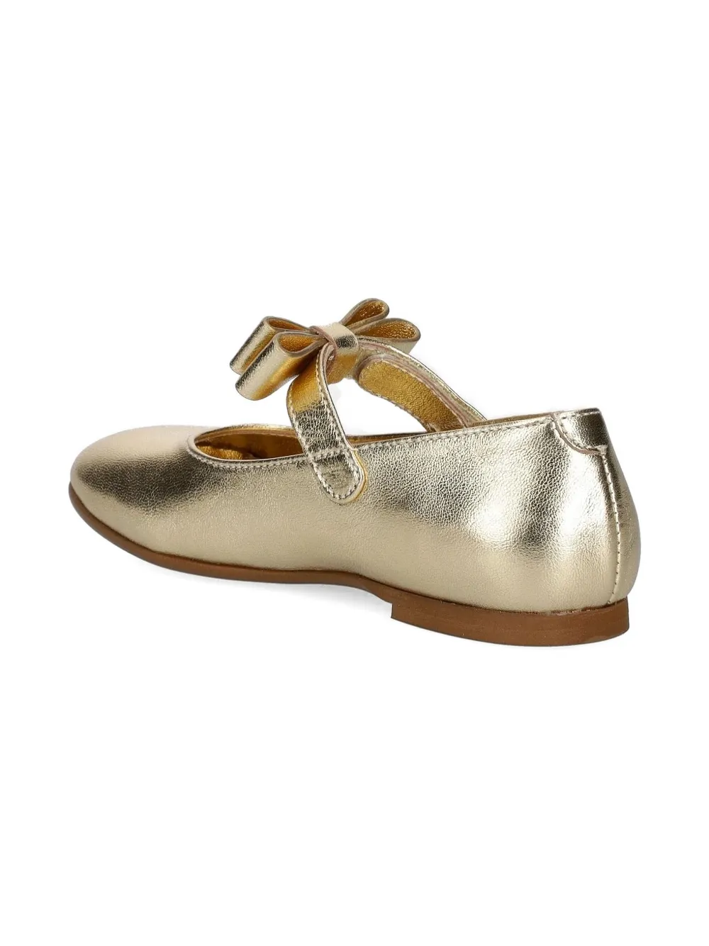 Elisabetta Franchi La Mia Bambina metallic-effect bow-embellished ballerinas Gold