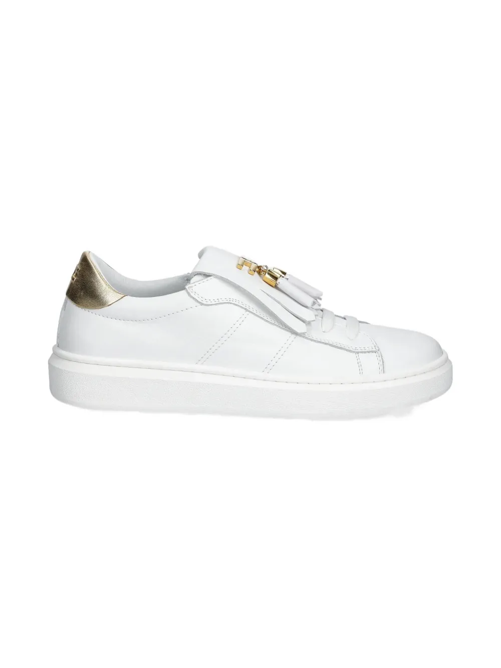 Elisabetta Franchi La Mia Bambina Leren sneakers verfraaid met kwastje Wit
