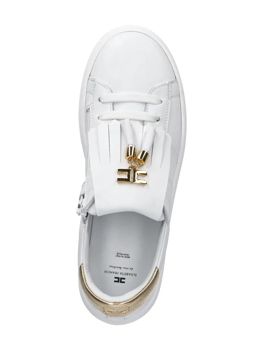 Elisabetta Franchi La Mia Bambina Leren sneakers verfraaid met kwastje Wit
