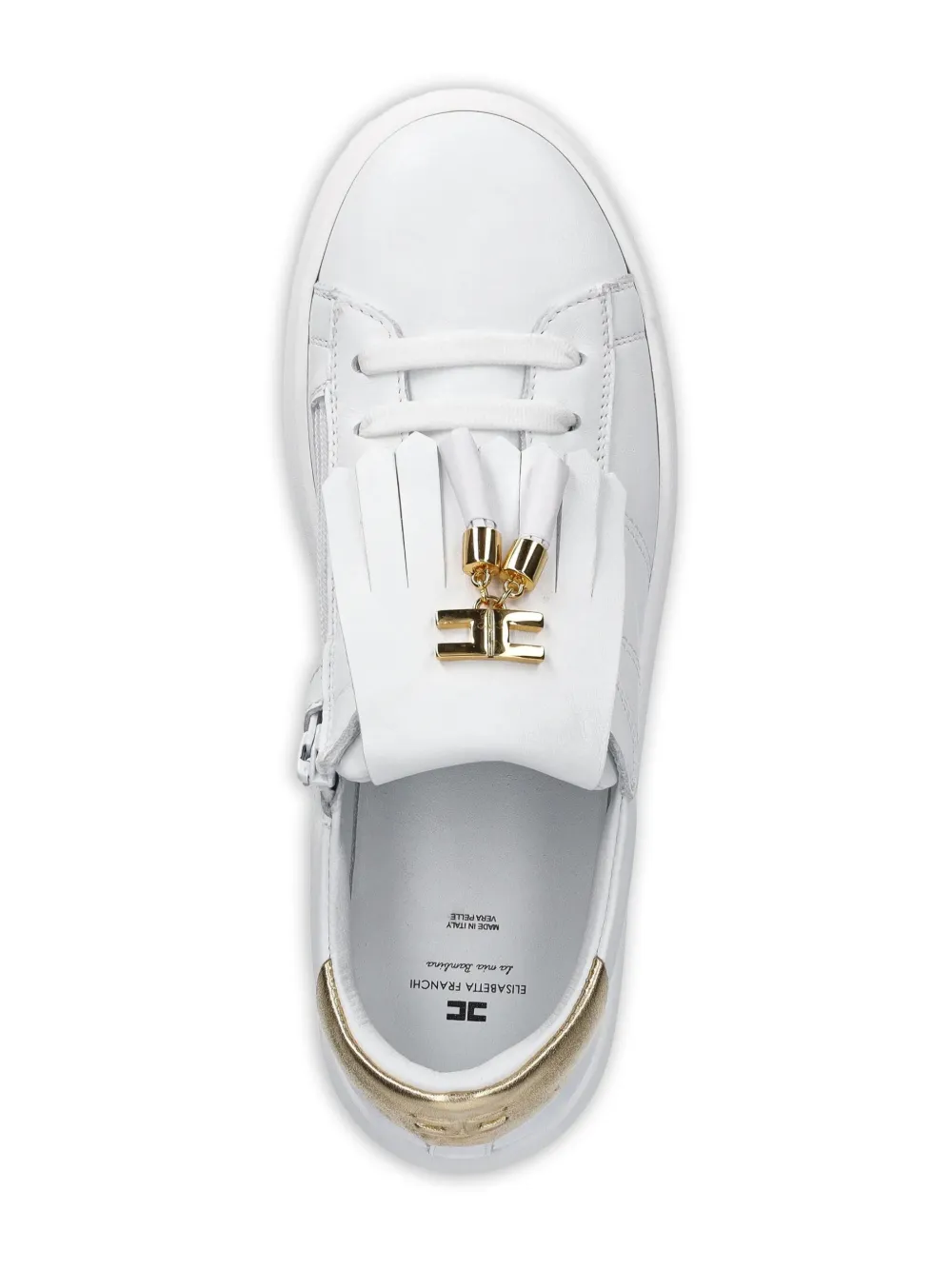 Elisabetta Franchi La Mia Bambina Leren sneakers verfraaid met kwastje Wit