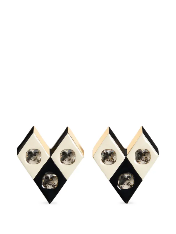 Valentino Garavani Losangettes Metal, Enamel and Crystal Earrings in Gold
